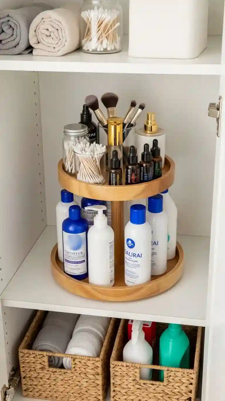 Organize Products with Lazy Susans Inside Cabinets