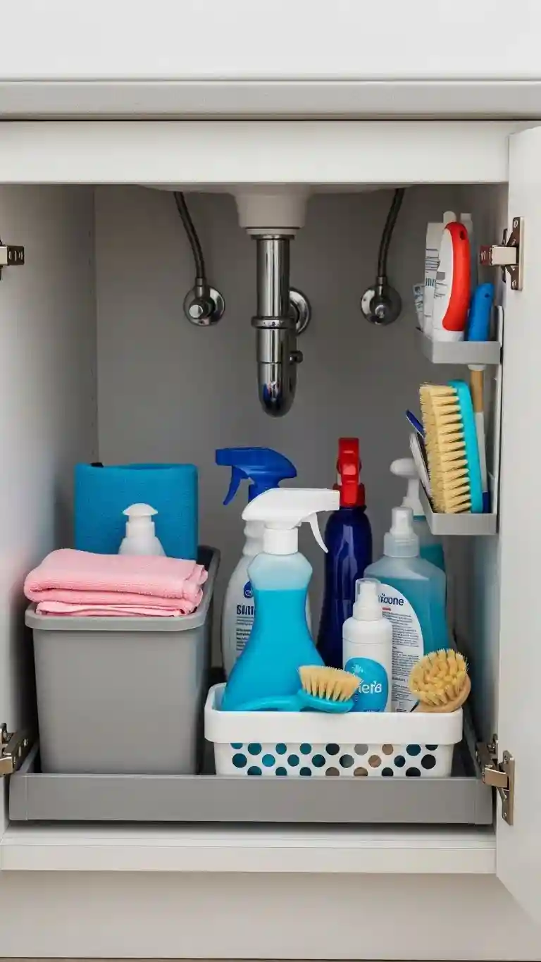 Create a Cleaning Supplies Zone Under the Sink
