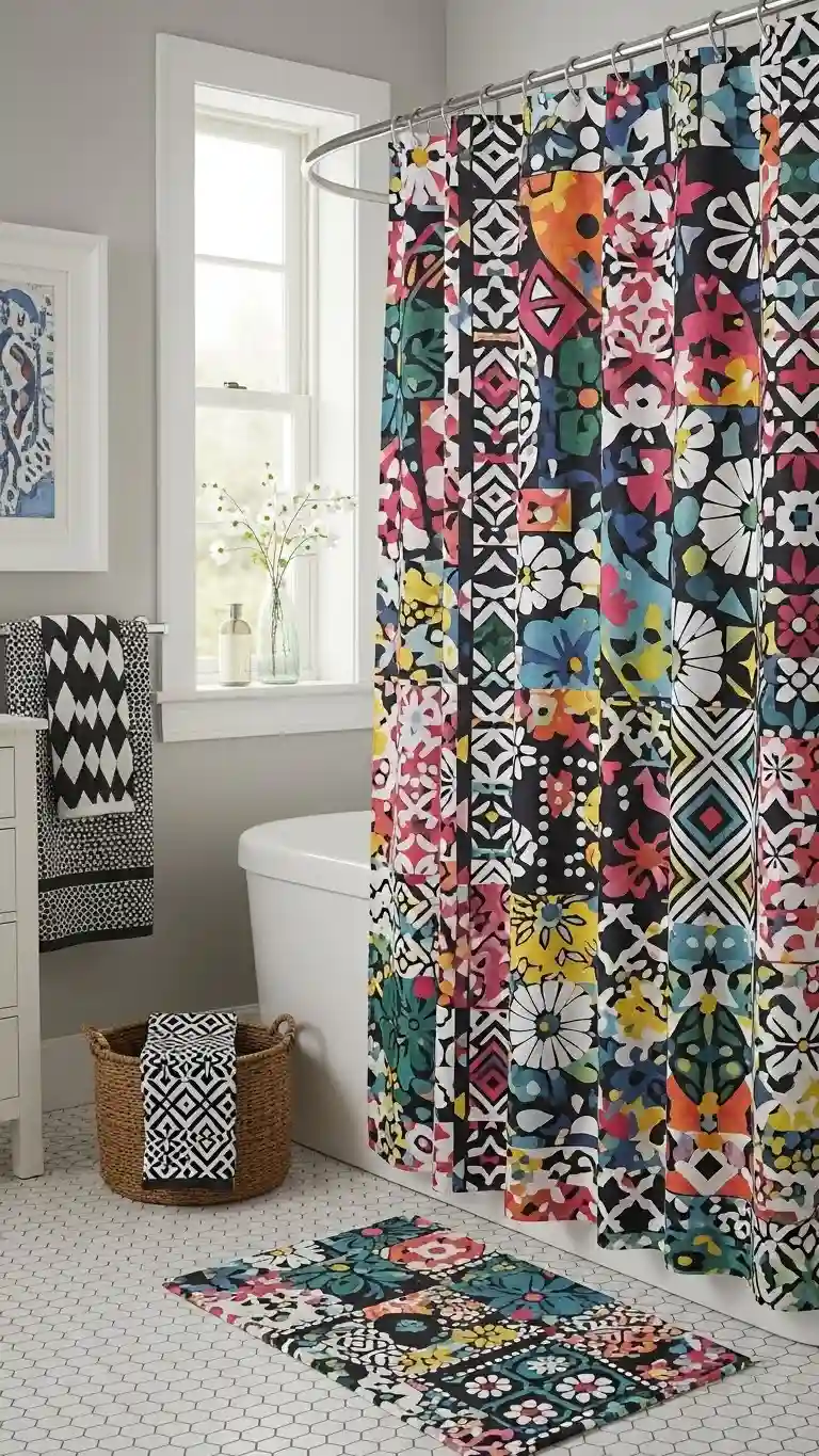 Install a Bold Shower Curtain