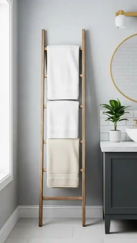 Add a Decorative Ladder for Towels