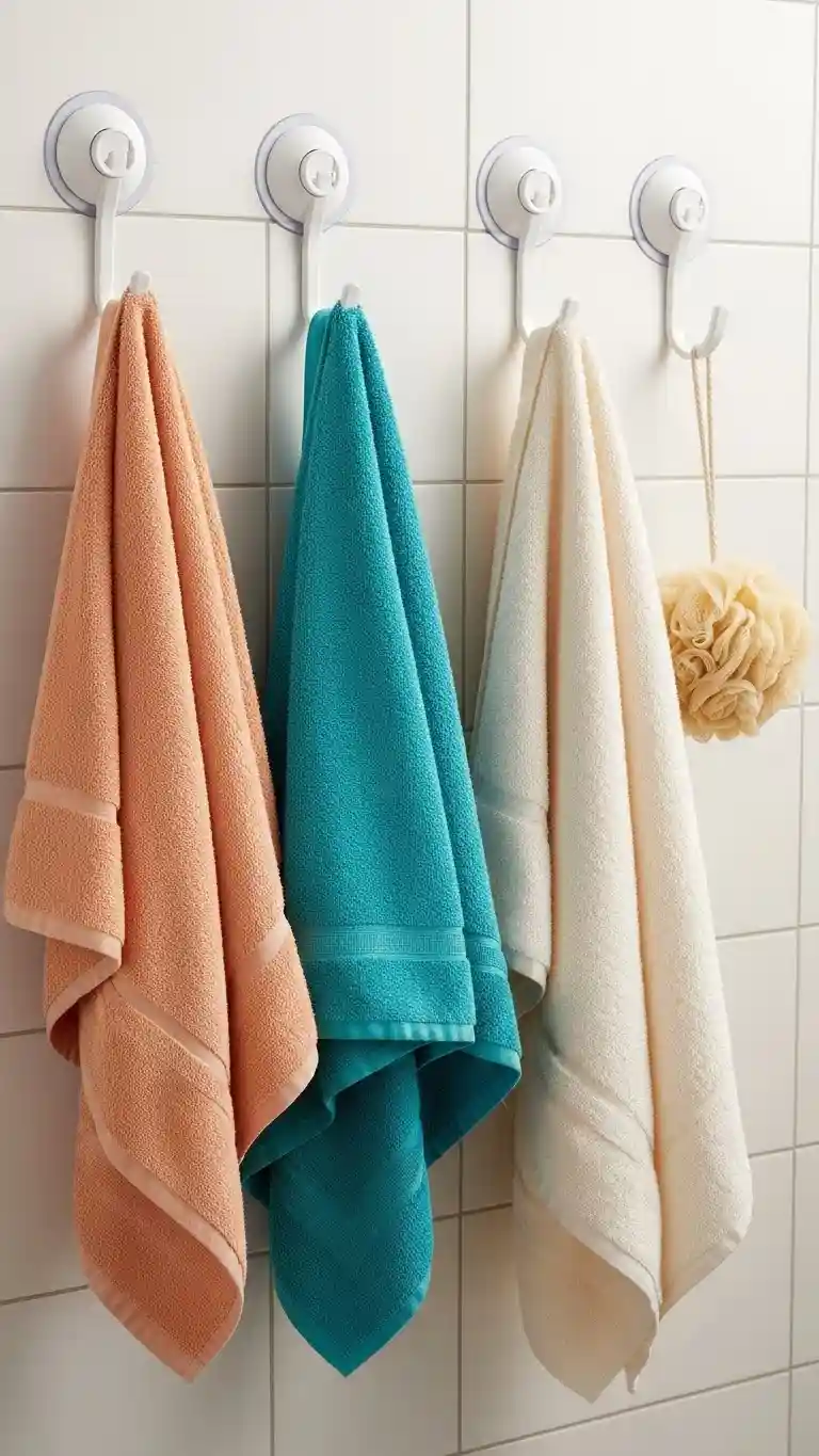 Use Suction Hooks to Keep Towels Organized