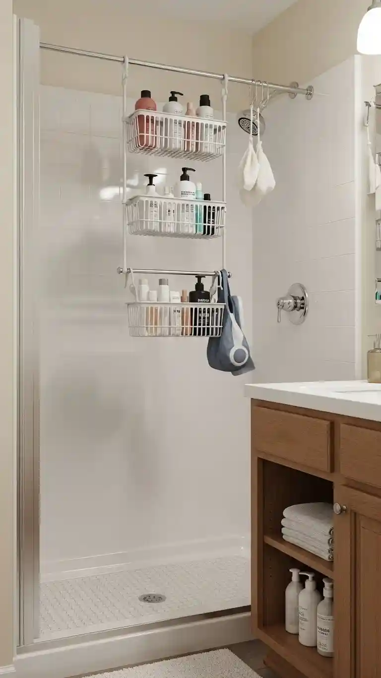 Use a Tension Rod for Hanging Caddies