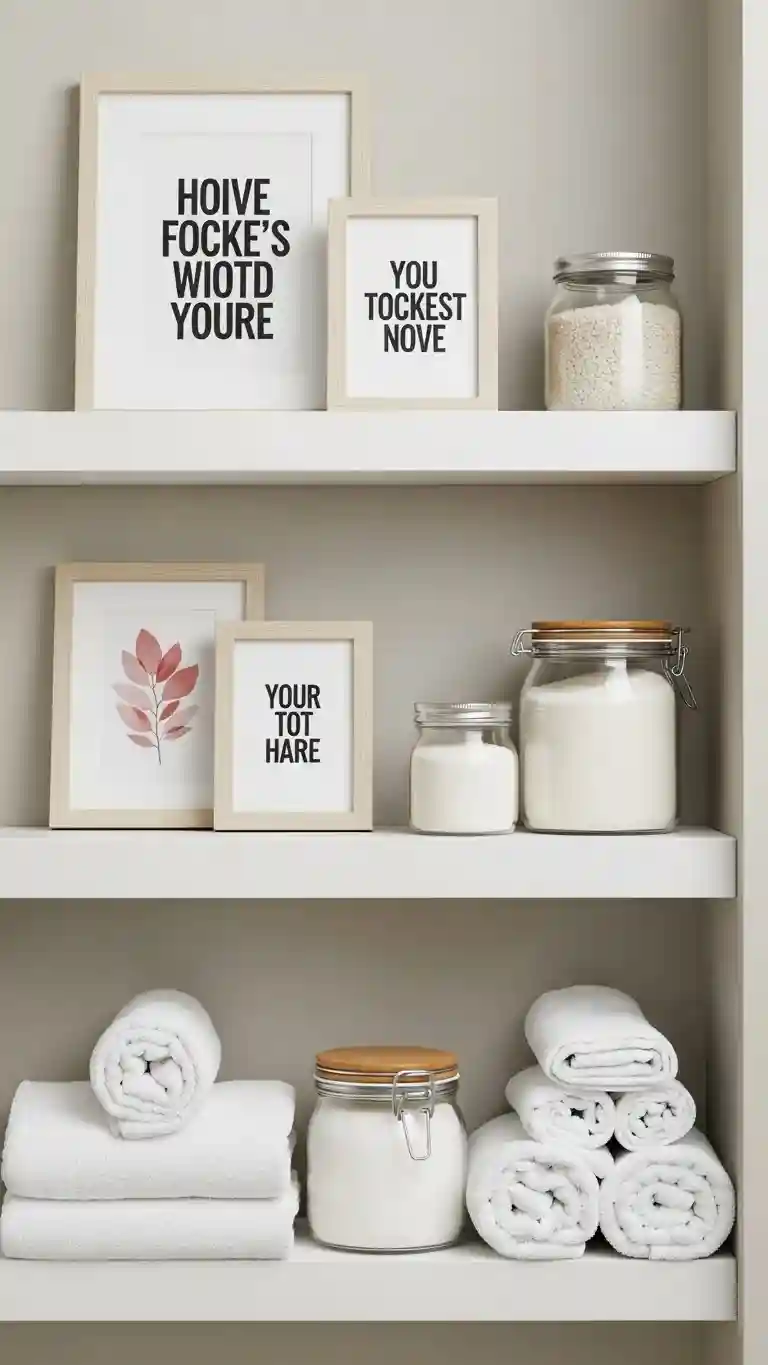 Floating Shelves with Art and Frames