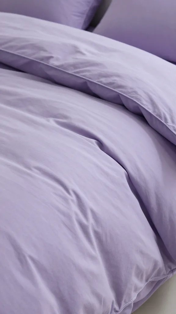 Closeup lavender bedding texture with soft duvet folds