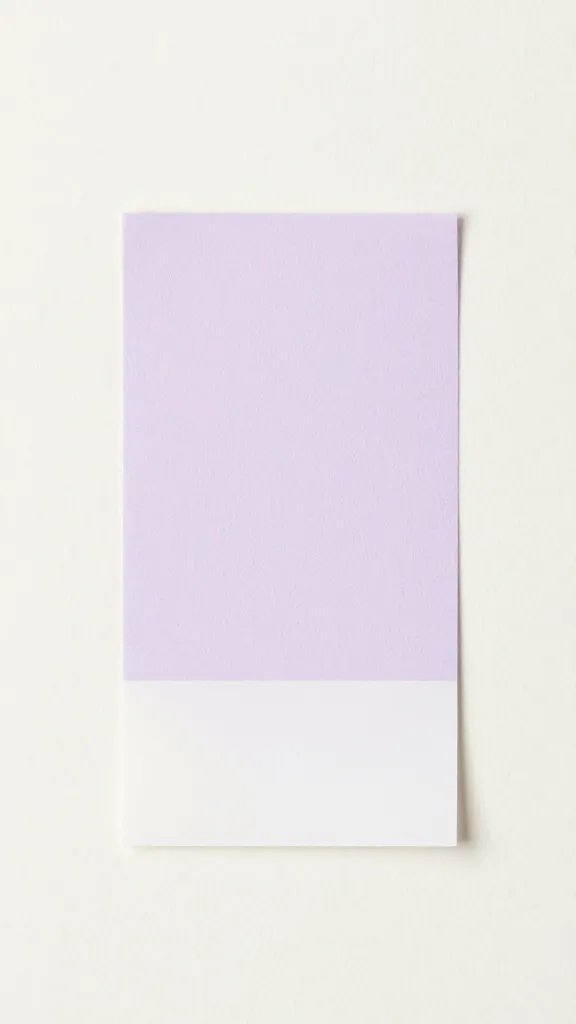 Closeup of creamy white wall with pale lilac feature swatch