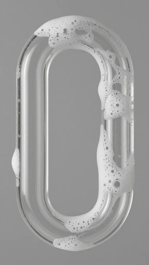 Closeup of a clear U-bend trap with soap scum buildup