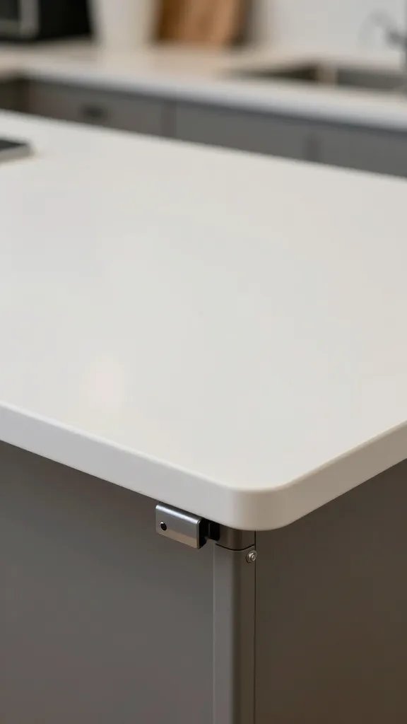 Focused shot of a 18–24 inch folding countertop edge with clean surface