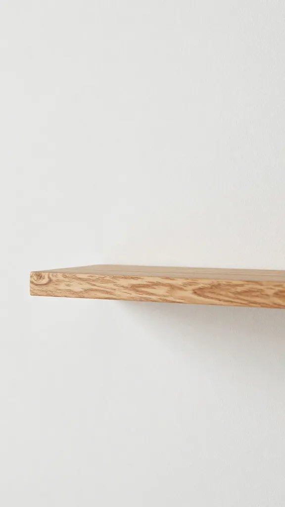 closeup of floating wall-mounted shelf with a single decorative item