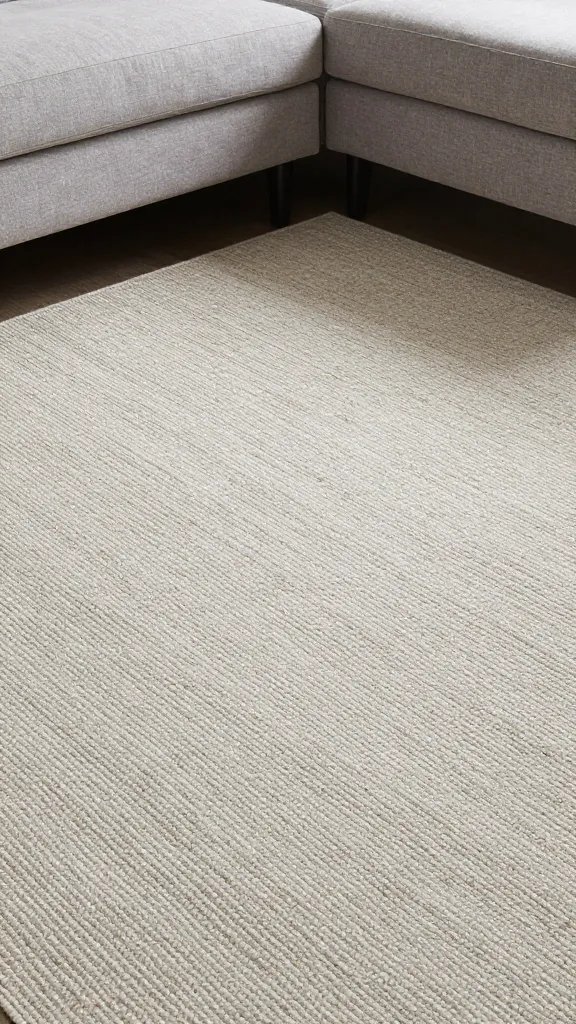 closeup texture of 10x14 rug beneath sectional seating