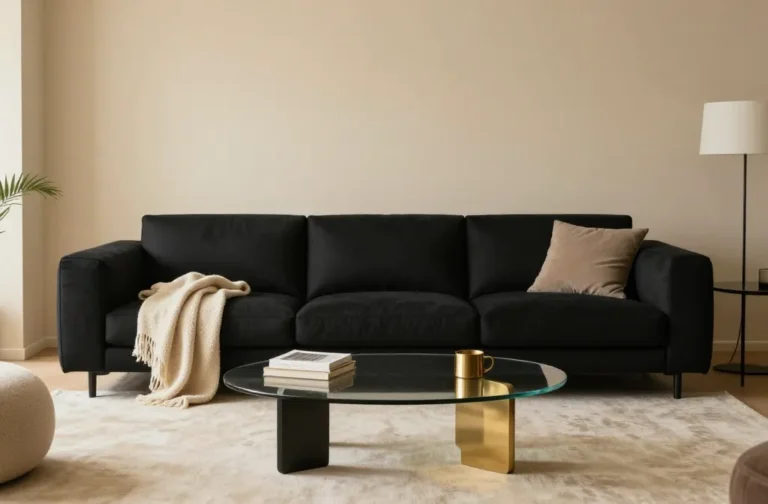 10 Black and Beige Living Room Black Sofa: Chic Contrasts
