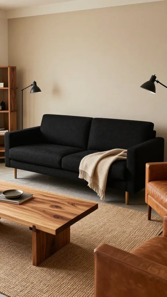 10 Black and Beige Living Room Black Sofa: Chic Contrasts 5 Item 4