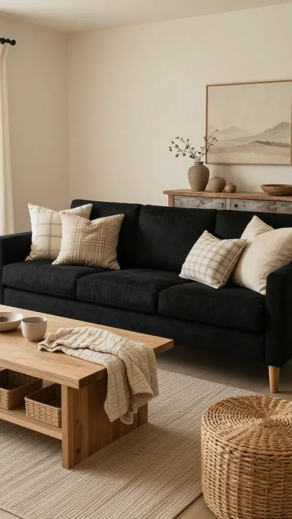 10 Black and Beige Living Room Black Sofa: Chic Contrasts 6 Item 5