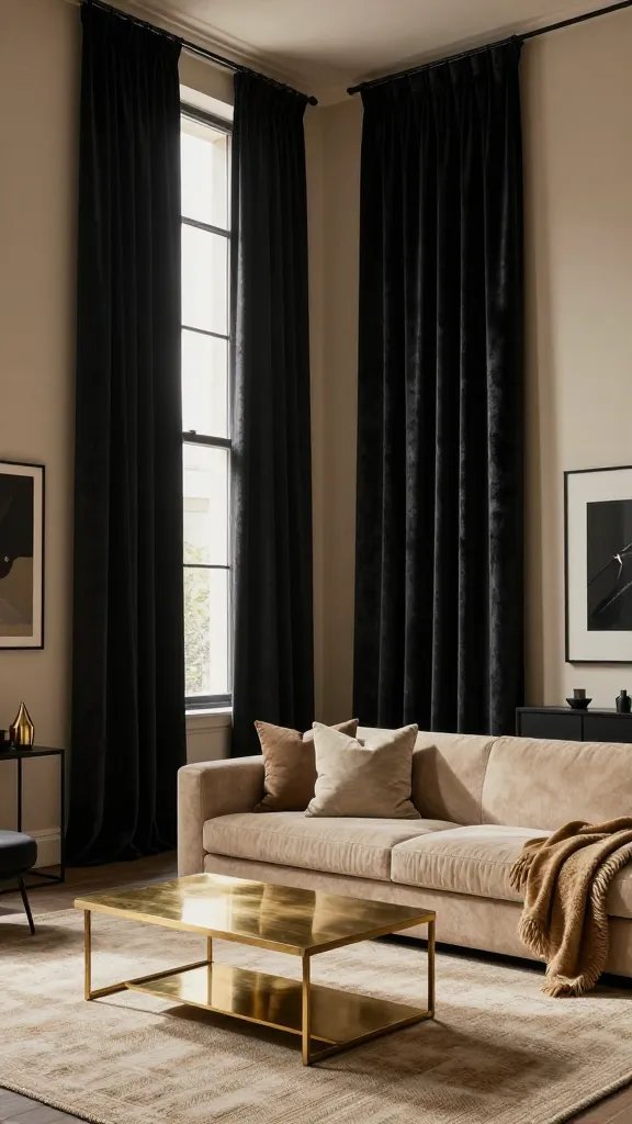 9 Black and Beige Living Room Curtains: Chic Dual-Neutral Ideas 3 Item 2