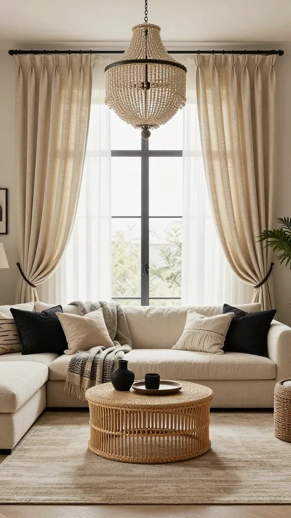 9 Black and Beige Living Room Curtains: Chic Dual-Neutral Ideas 6 Item 5