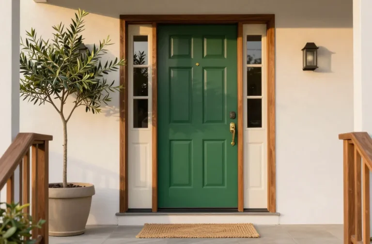 9 Front Door Colors with Brown That Wow