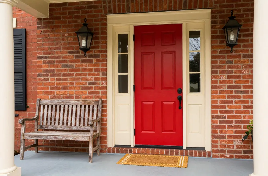 10 Front Door Colors with Red Brick That Pop