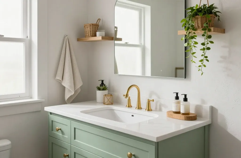 11 Small Bathroom with Green Vanity: Tiny Luxe Picks