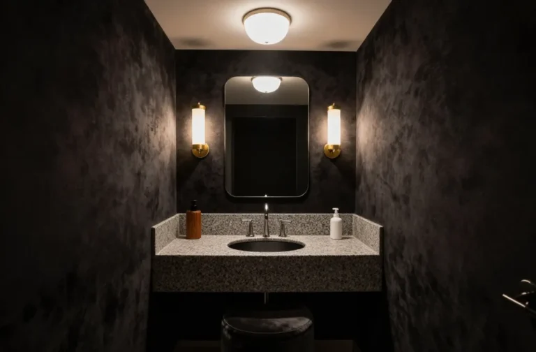 10 Small Bathroom with Dark Walls: Chic & Compact Dramas 13 10 Small Bathroom with Dark Walls: Chic & Compact Dramas