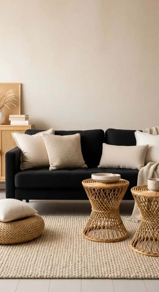 10 Black and Beige Living Room Black Sofa: Chic Contrasts 3 image 14