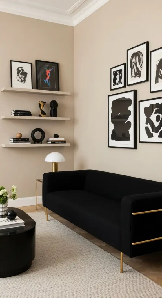 10 Black and Beige Living Room Black Sofa: Chic Contrasts 7 image 15